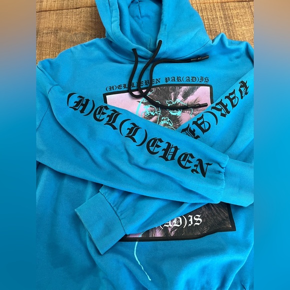 Eleven Paris Blue Hoodie with Purple Graphic - Picture 6 of 13
